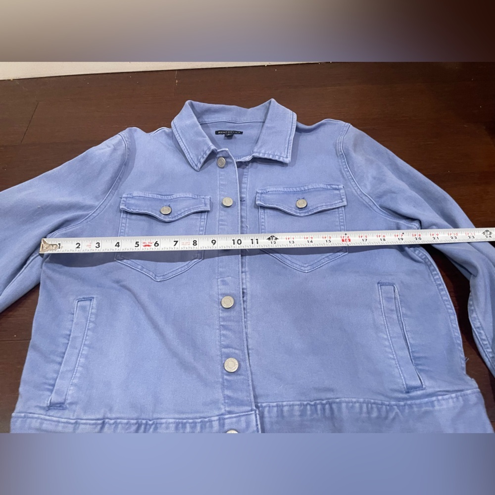 guc j crew factory Women's light Blue periwinkle jean Denim Jacket large - Picture 3 of 8